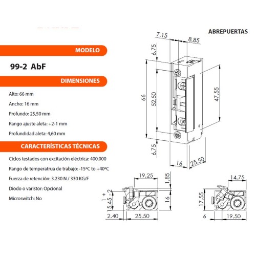 Abrepuertas eléctrico 99ABDF / 99ABF